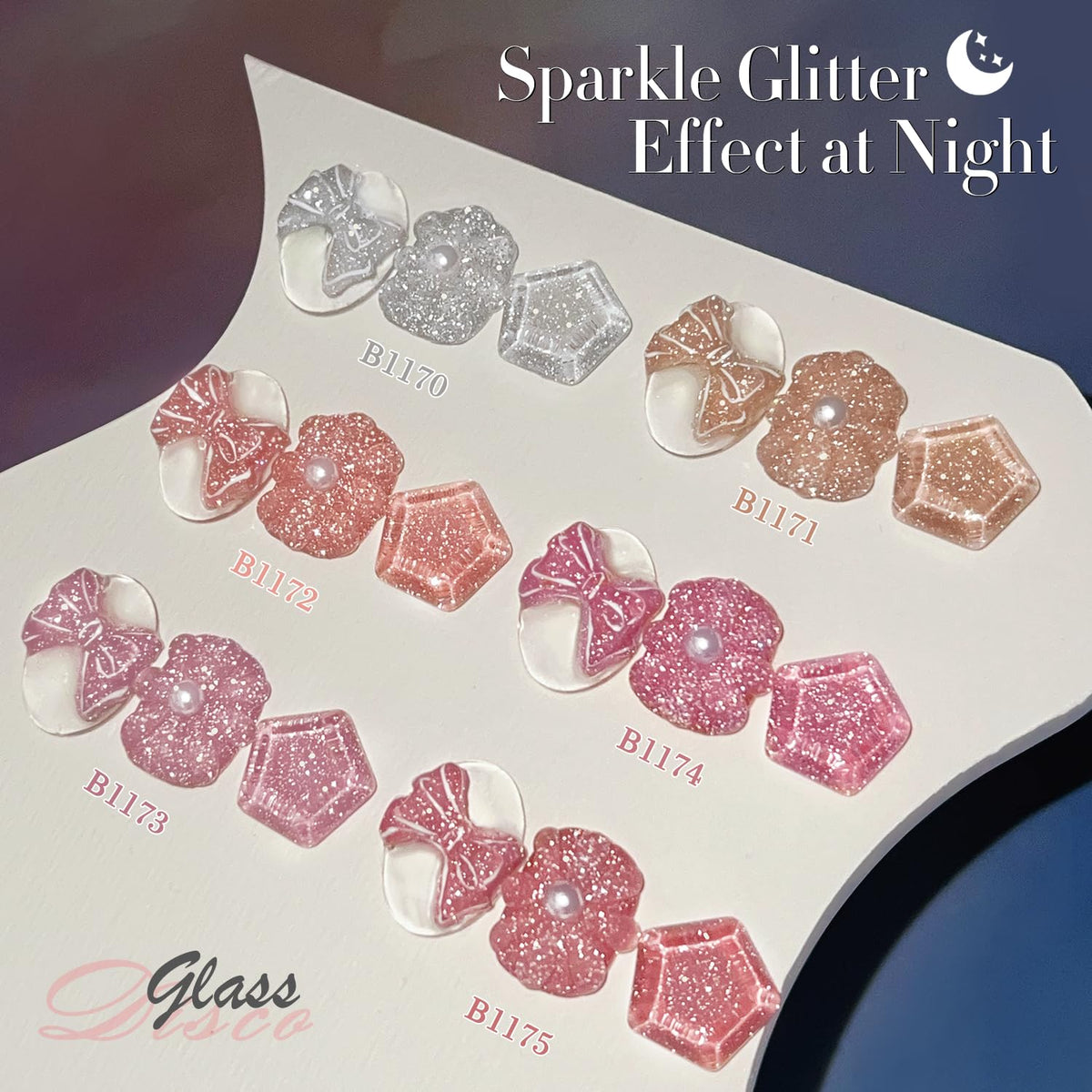 Light Pink Glitter Gel Nail Polish – Shimmer Reflective Soak-Off UV/LED Gel Color, 15 ml