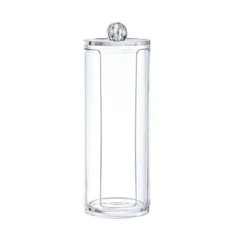 Transparent Round Cotton Pad Holder – Clear Bathroom Storage Box