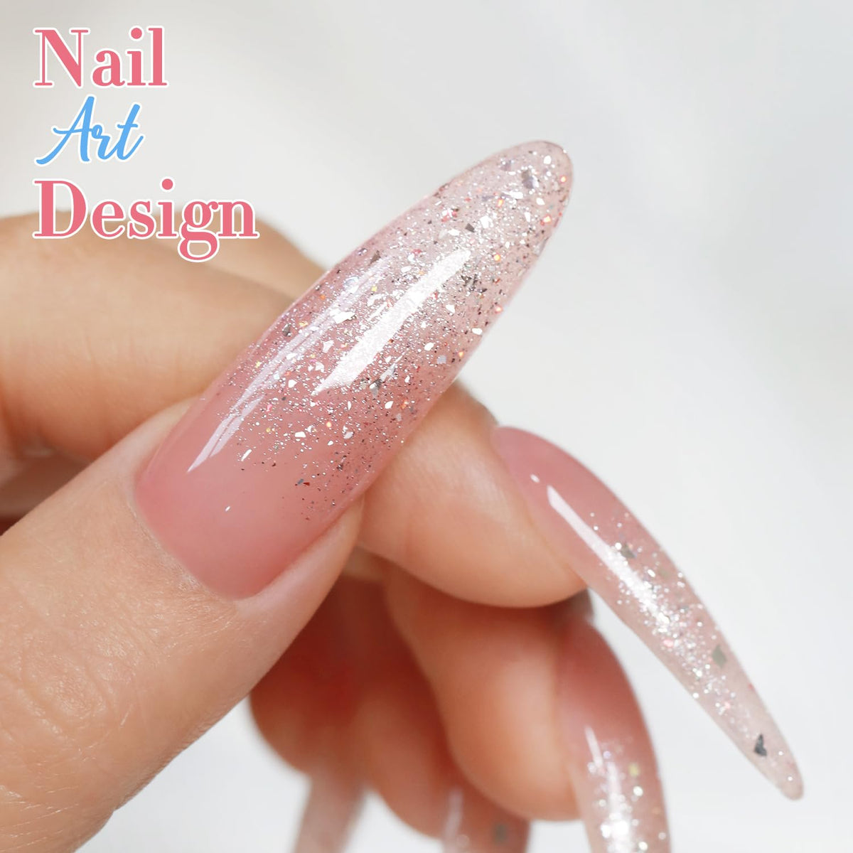 Pastel Pink Glitter Gel Nail Polish – Shimmer Reflective Soak-Off UV/LED Gel Color, 15 ml