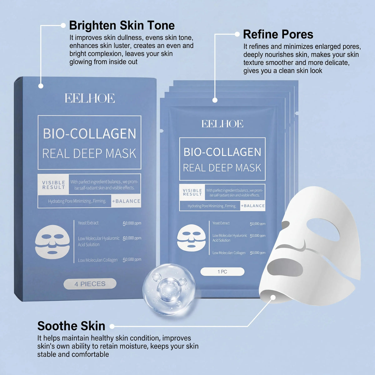 Eelhoe Bio Collagen Mask Centella Extract Deep Moisturizing Anti
