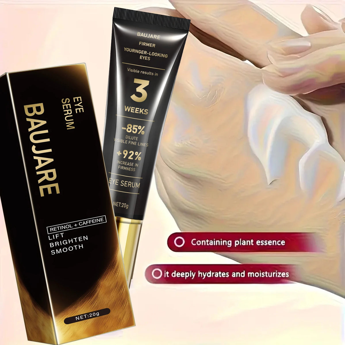Baujare Eye Serum Visible Results 3 Weeks. Reduces Fine Lines by