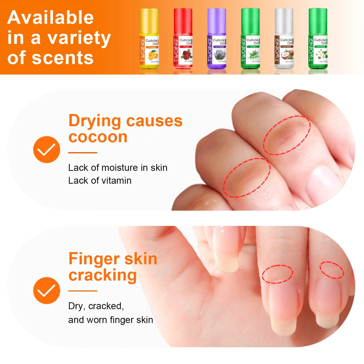TWOING Cuticle Oil 5ml Natural Rose Nail Nutrition Oil