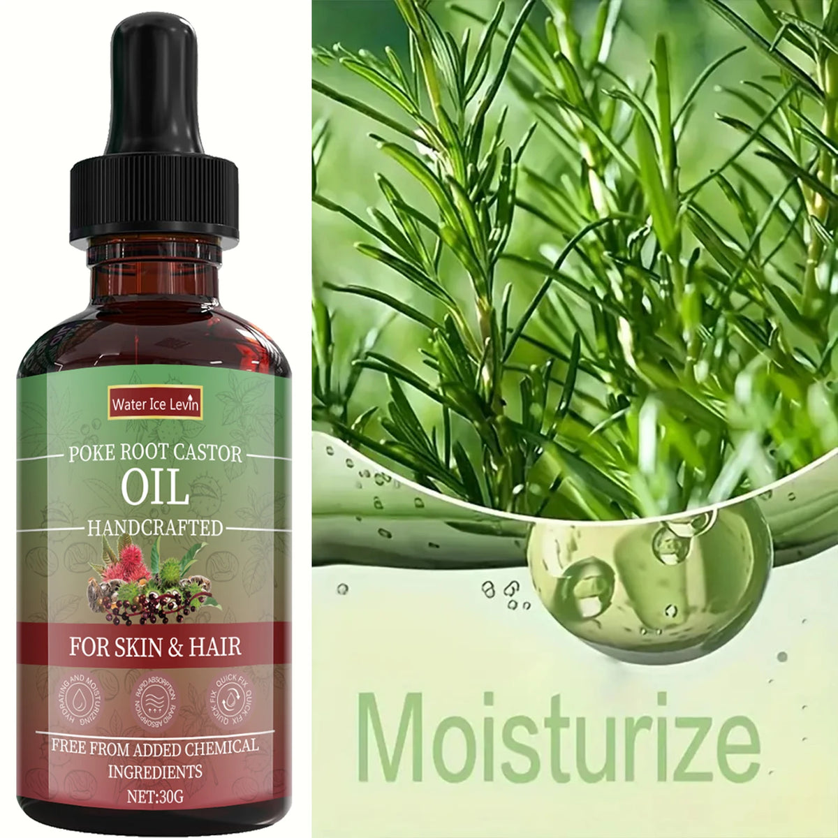 Poke Root Castor Oil for Skin Hair - Natural Handcrafted Blend