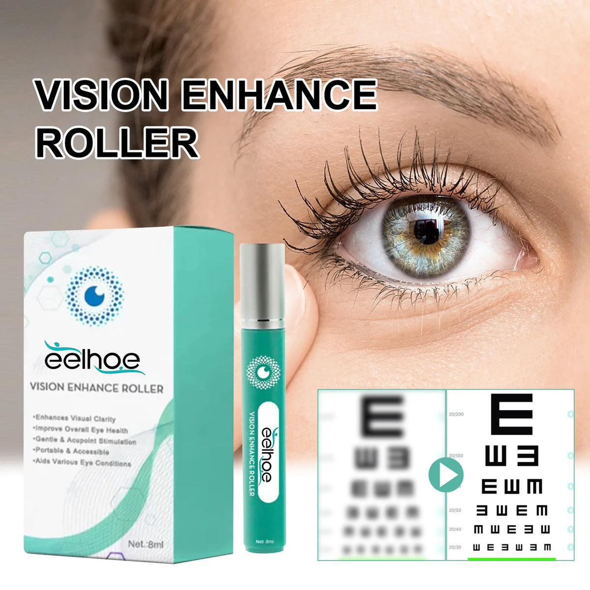 Eelhoe Eye Vision Enhance Roller Serum Relieve Dry Improve Eye