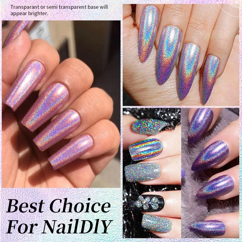 Rainbow Sparkle Holographic Nail Polish 7ml Multichrome Laser