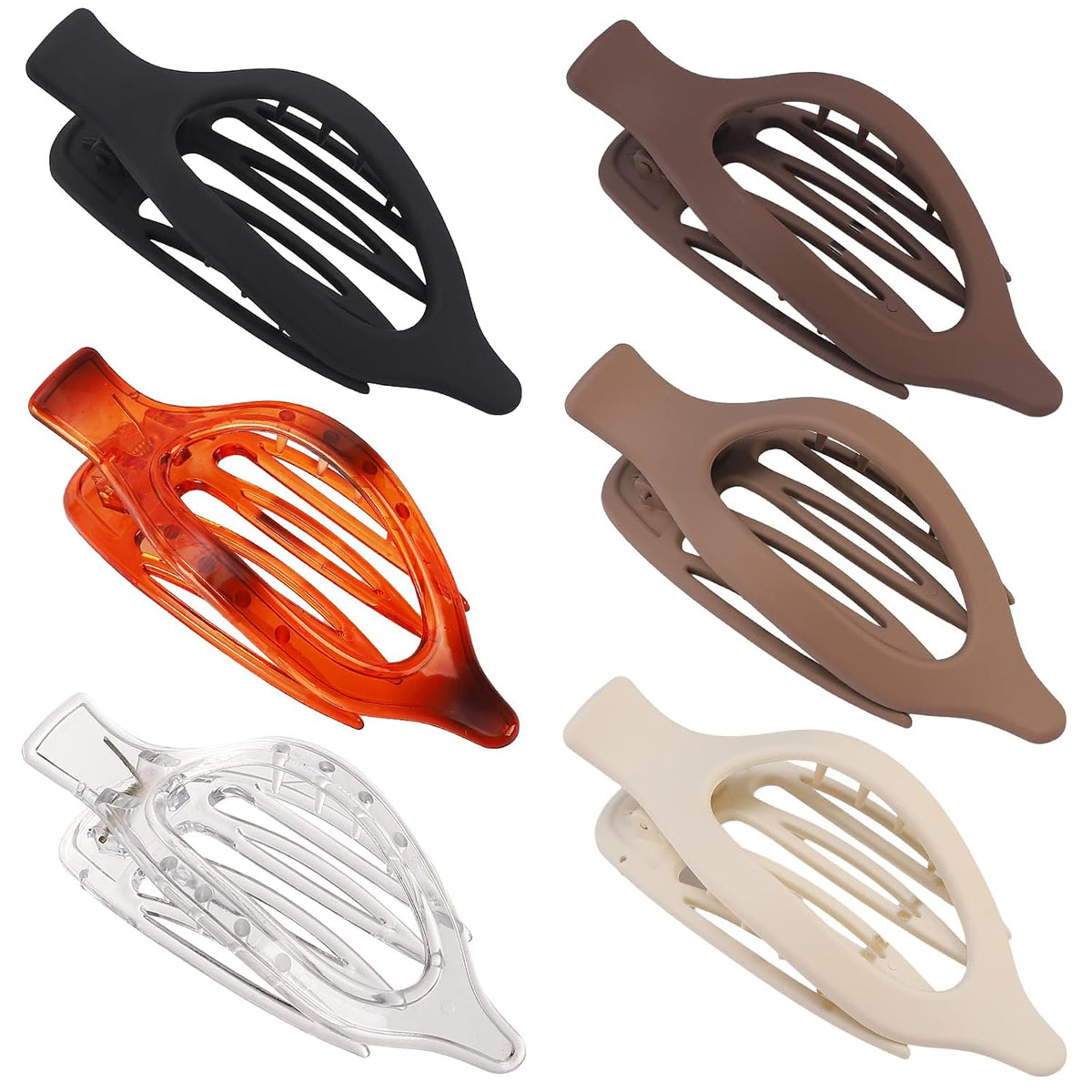 Flat Hair Clip 6 Pcs Claw Clips Hair Accessories for Women -Transparent