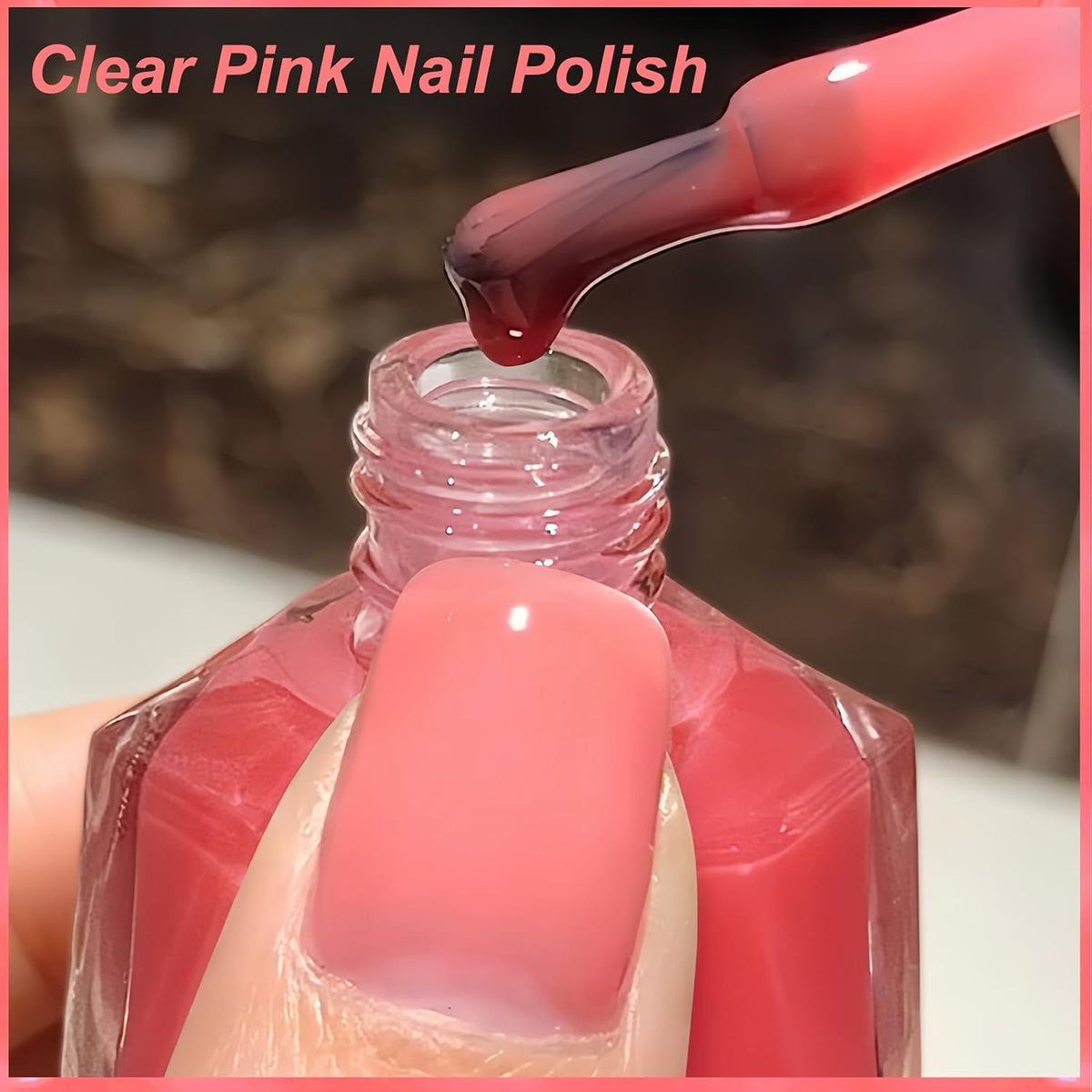 Coral Pink Jelly Nail Polish – 12ml Sheer Water-Based Quick-Dry Nail Lacquer