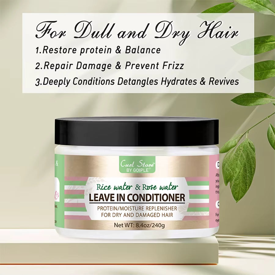 Rice Water and Rose Water Leave-In Conditioner – Hair Care Bottle