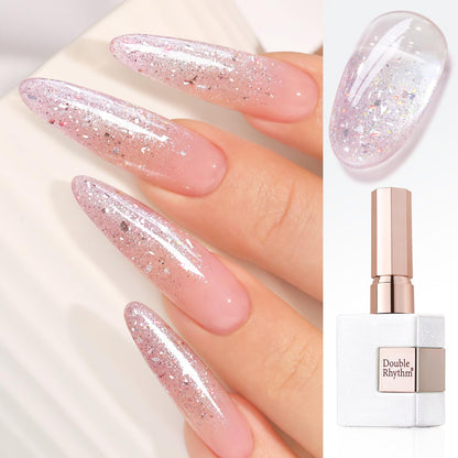 Pastel Pink Glitter Gel Nail Polish – Shimmer Reflective Soak-Off UV/LED Gel Color, 15 ml
