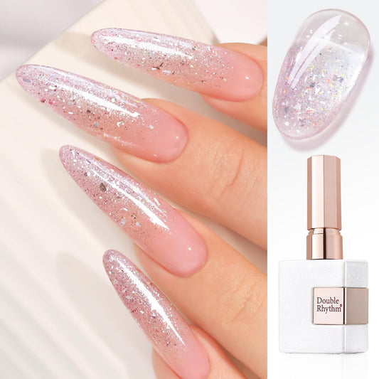 Pastel Pink Glitter Gel Nail Polish – Shimmer Reflective Soak-Off UV/LED Gel Color, 15 ml