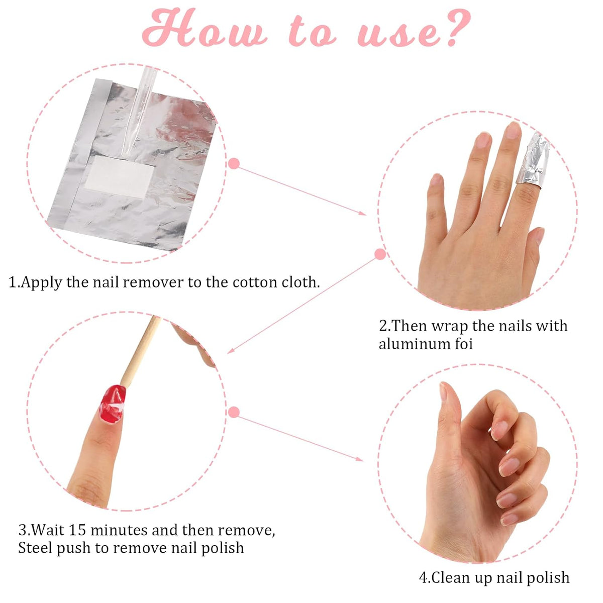 200-Piece Gel Nail Polish Remover Foil Wraps with Cotton Pads