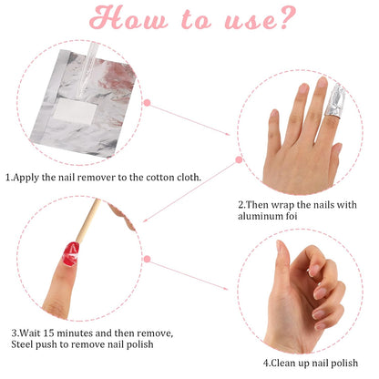 200-Piece Gel Nail Polish Remover Foil Wraps with Cotton Pads