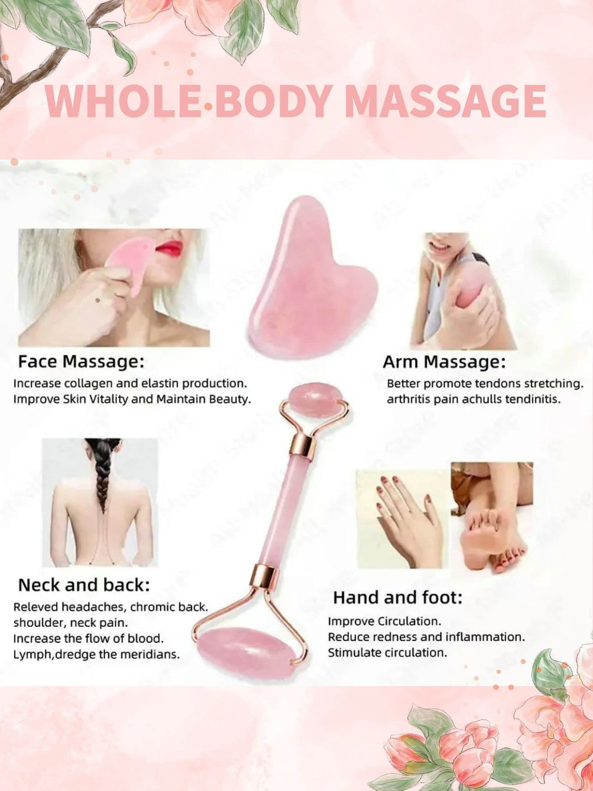 Pink Resin Facial Roller and Scraper Kit