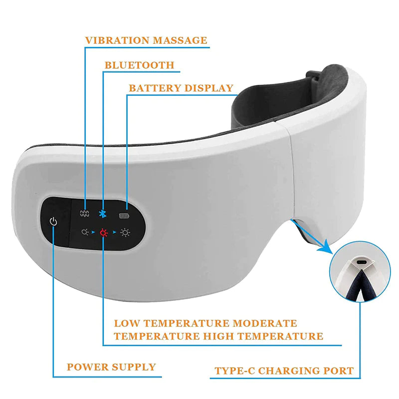 4D Smart Heated Eye Massager with Bluetooth and Vibration