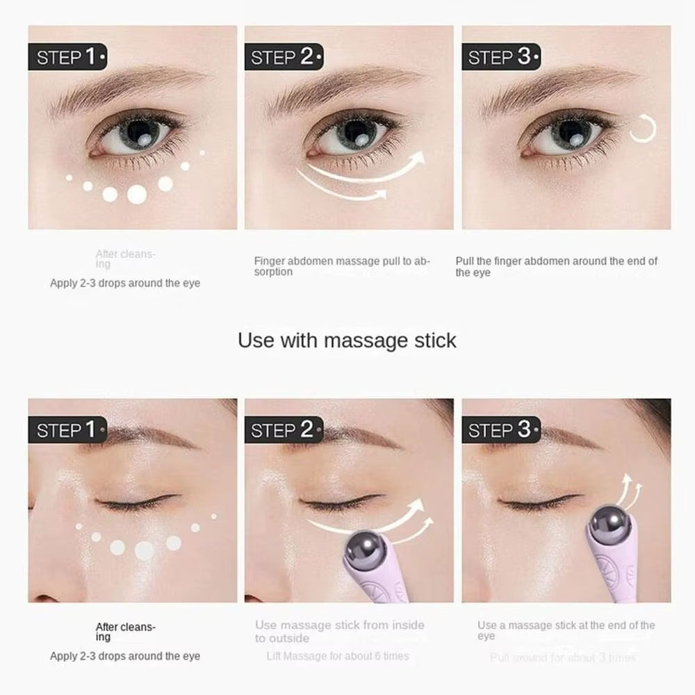 Dual-Head Eye Cream Massage Roller Stick – Facial Serum Applicator Tool