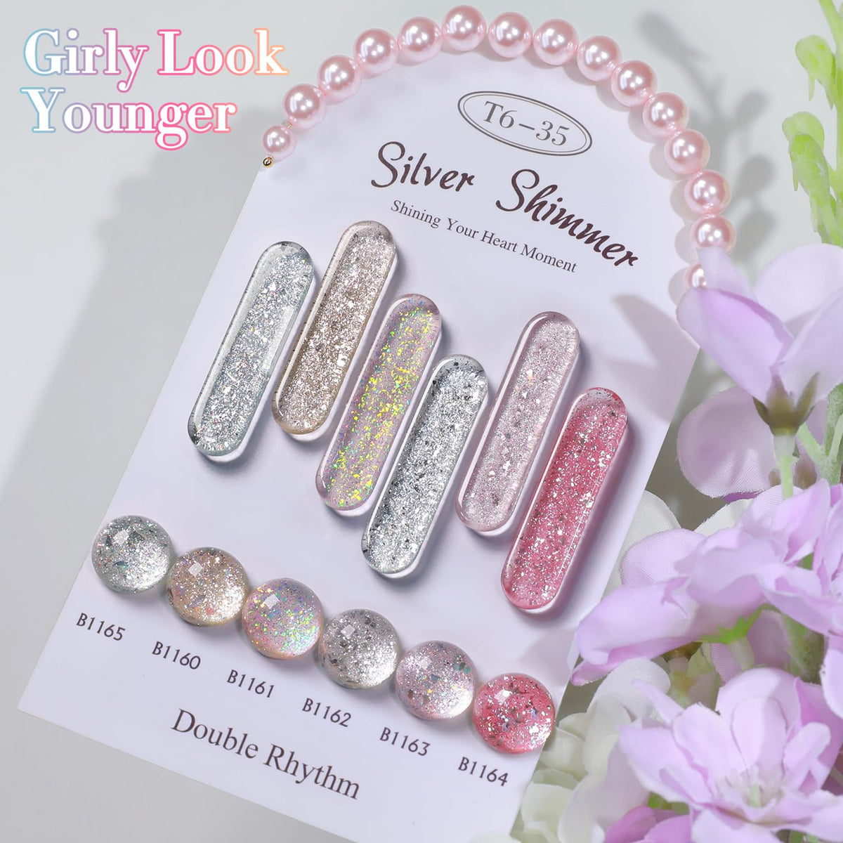 Pastel Pink Glitter Gel Nail Polish – Shimmer Reflective Soak-Off UV/LED Gel Color, 15 ml