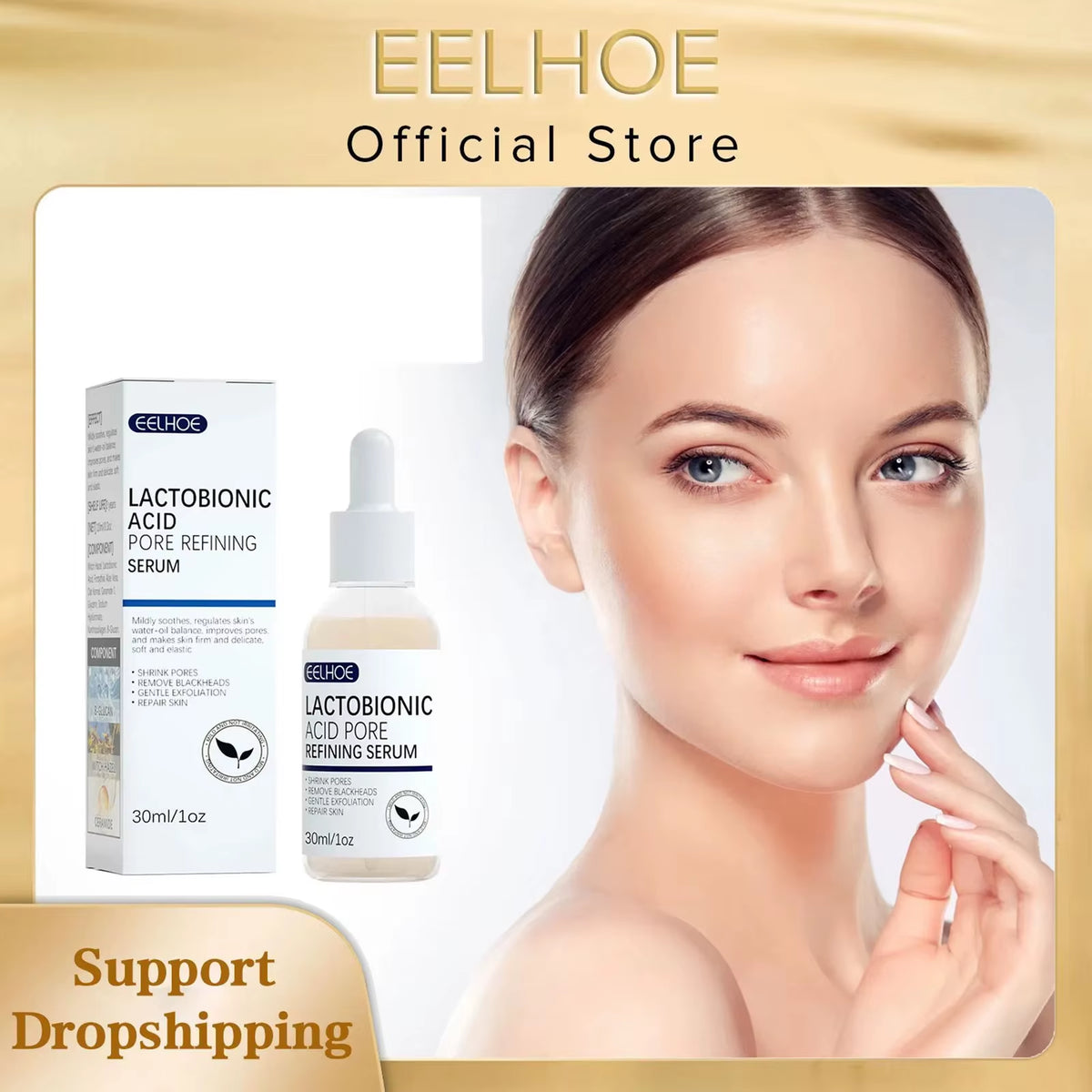 Lactobionic Acid Pore Shrink Face Serum Skin Repair Remove Blackheads Acne Skin Care Lasting Moisturizing Korean Cosmetic