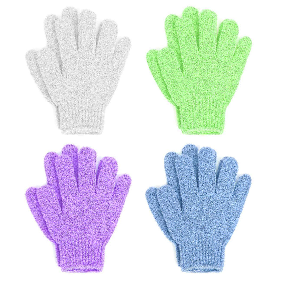 Exfoliating Bath Gloves – 4 Pack, Assorted Colors, Textured Shower Scrub Gloves