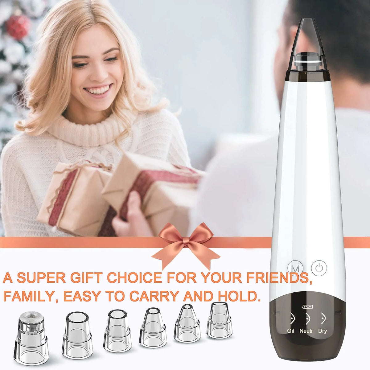 USB Electric Pore Vacuum Cleaner with 5 Probes – White