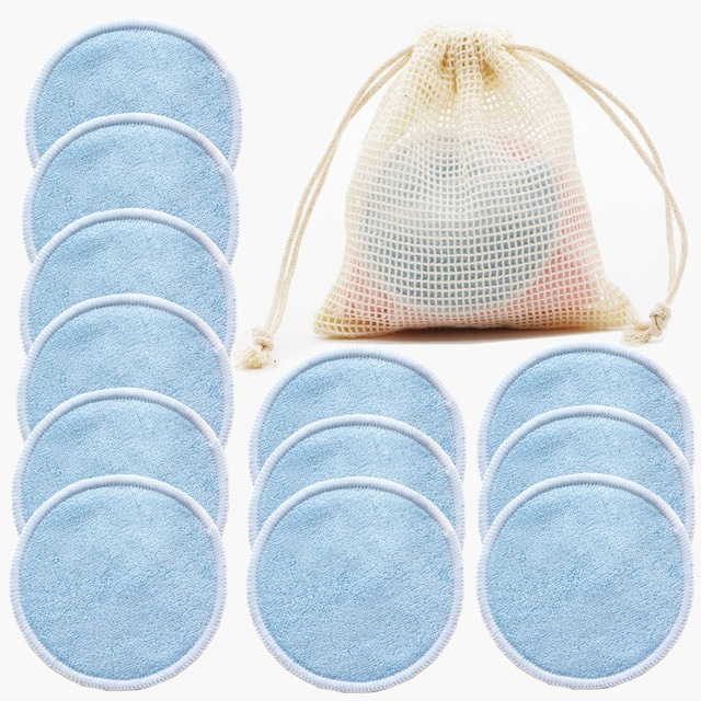Reusable Cotton Makeup Remover Pads – 12 Pack, Washable, with Mesh Bag