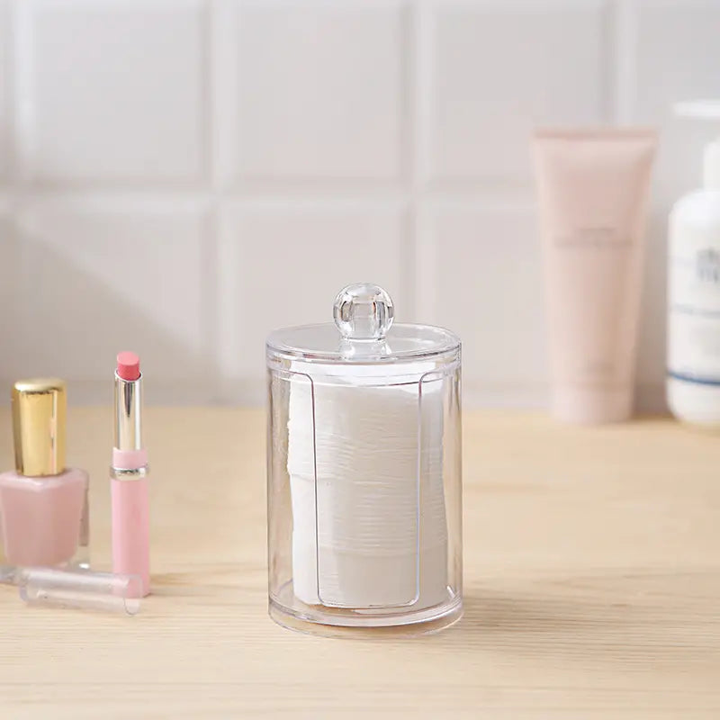 Acrylic Cotton Pad Holder – Clear Storage Shelf with Lid