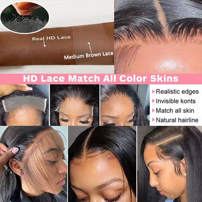 Hd Lace Frontal Wig 13X6 13X4 Lace Front Wig Human Hair 30Inch Bone Straight Transparent Lace Human Hair Wigs 4X4 HD Closure Wig
