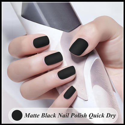 Matte Black Nail Polish – Quick-Dry Vegan Velvet Finish Nail Lacquer
