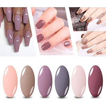 6-Color Gel Nail Polish Starter Kit – Base & Top Coat Set with 36W LED UV Nail Lamp and Manicure Tools