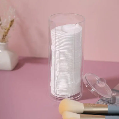 Transparent Round Cotton Pad Holder – Clear Bathroom Storage Box
