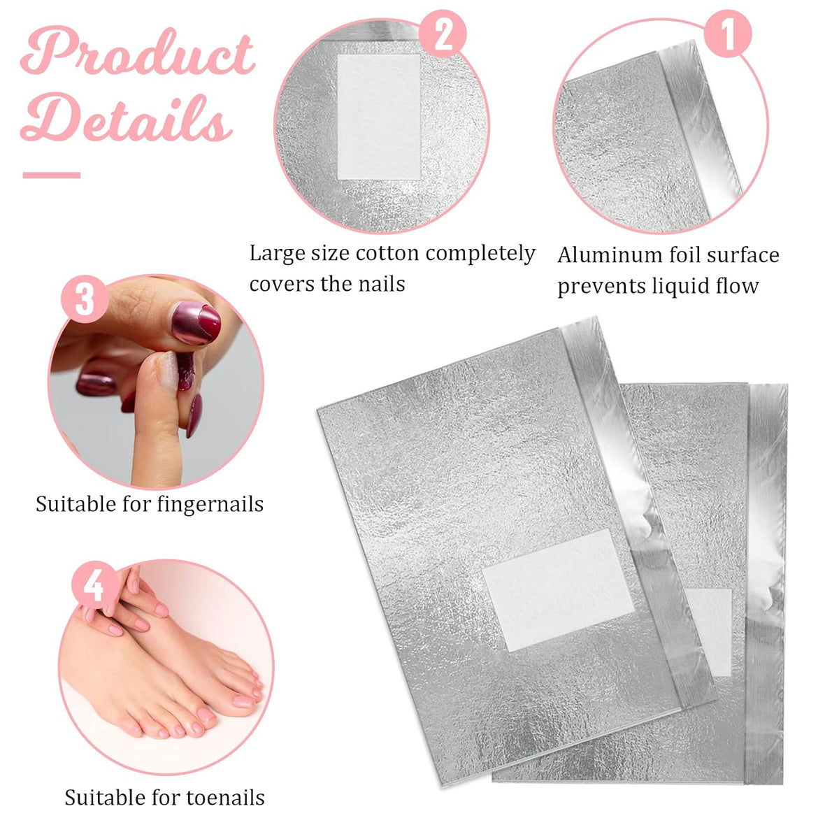 200-Piece Gel Nail Polish Remover Foil Wraps with Cotton Pads