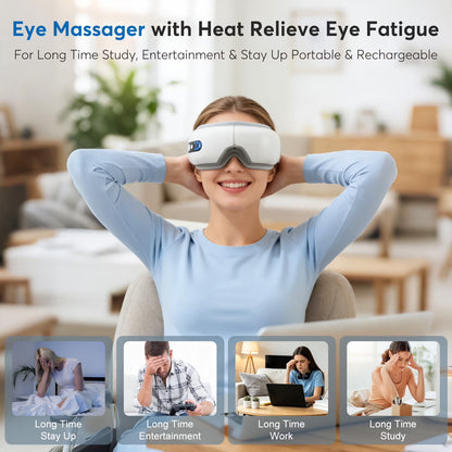 Eye Massager with Heat, Heated Massage Eye Mask with Bluetooth Music | Vibration Massage for Eye Strain, Dry Eyes & Head Tension, Gifts for Women and Men