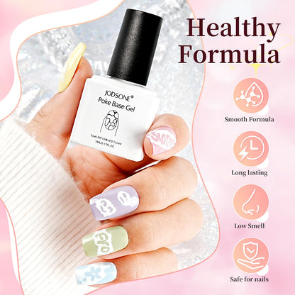 Poke Gel Nail Polish Set 8 Colors with Base Coat and Top Coat