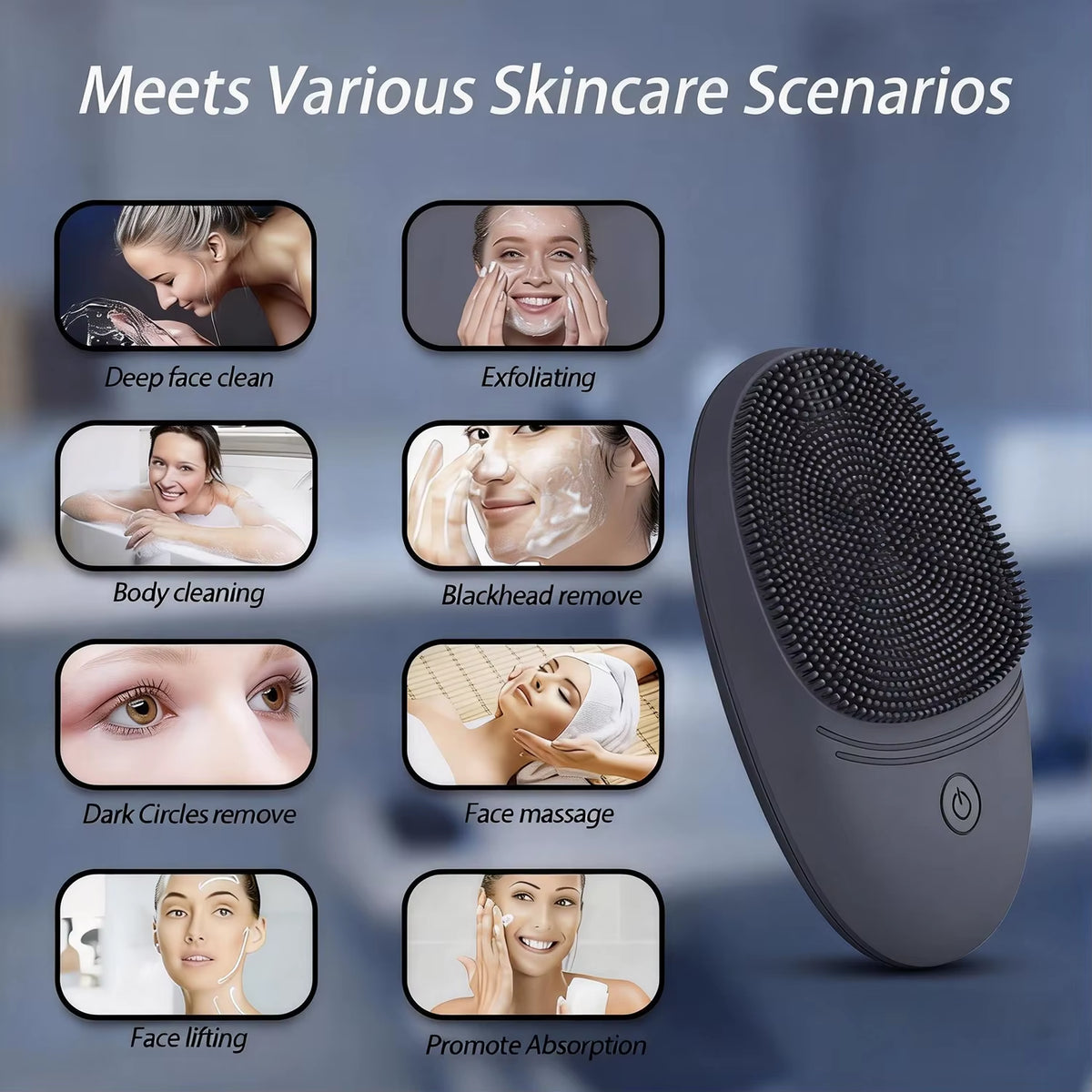 Sonic Silicone Facial Cleansing Brush – Soft Vibrating Deep Cleansing Brush