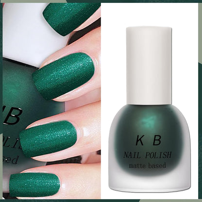 Velvet Emerald Matte Green Nail Polish – Quick-Dry Shimmery Forest Green Nail Lacquer