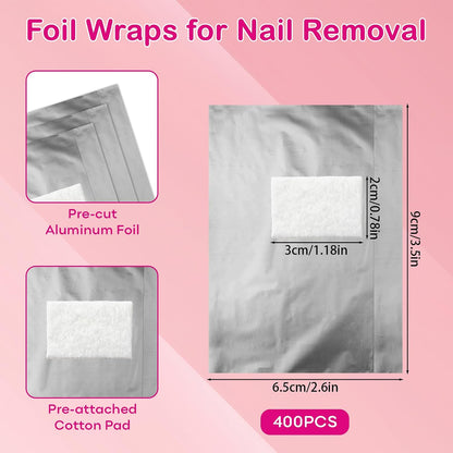 400-Piece Nail Polish Remover Foil Wraps – Soak-Off Gel Polish Removal Wraps