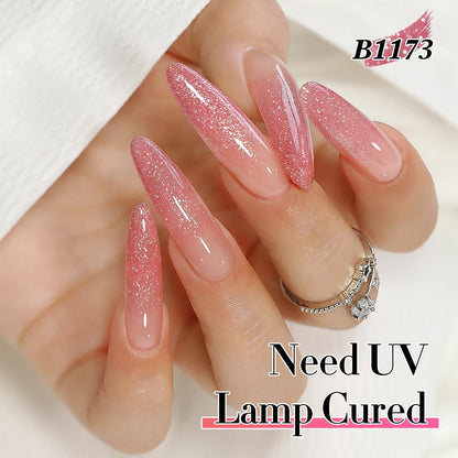 Light Pink Glitter Gel Nail Polish – Shimmer Reflective Soak-Off UV/LED Gel Color, 15 ml