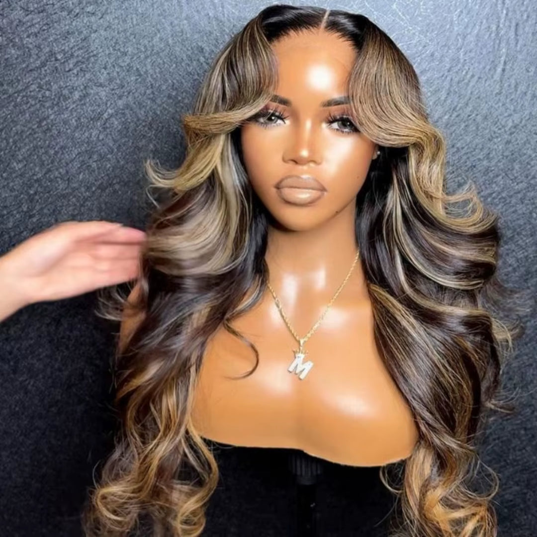 13X4 Synthetic Glueless Brown Lace Front Wigs for Women Chocolate Brown Body Wave Wig 13X6 Lace Frontal Wig Pre Cut 200% Density