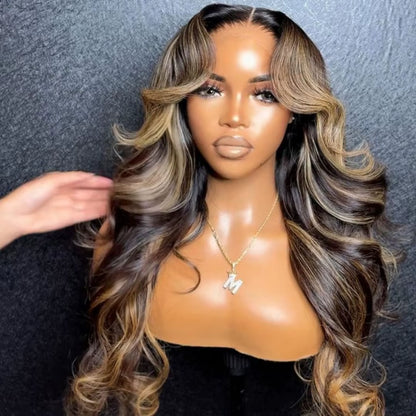 13X4 Synthetic Glueless Brown Lace Front Wigs for Women Chocolate Brown Body Wave Wig 13X6 Lace Frontal Wig Pre Cut 200% Density