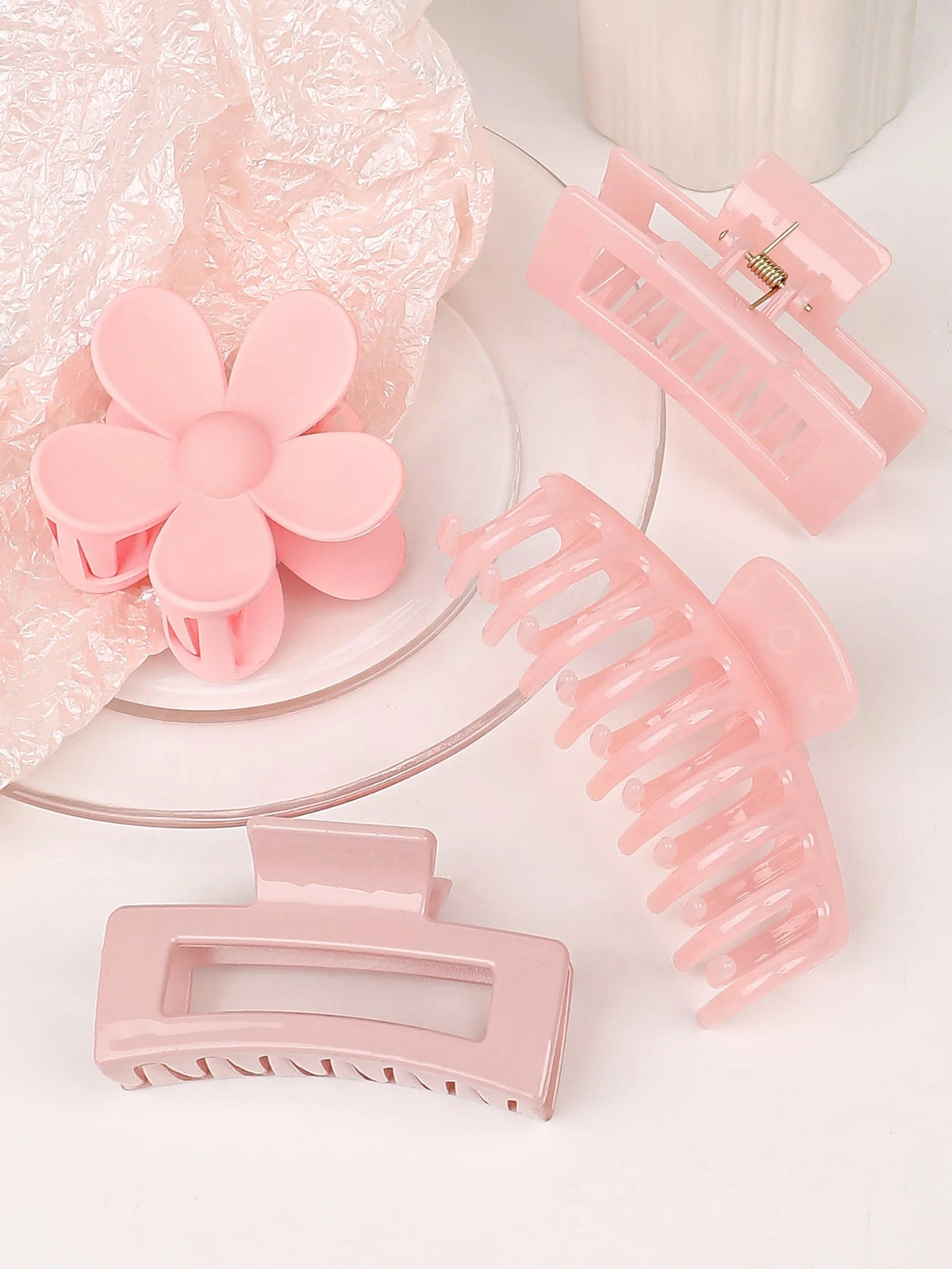 4-Piece Pink Hair Claw Clip Set