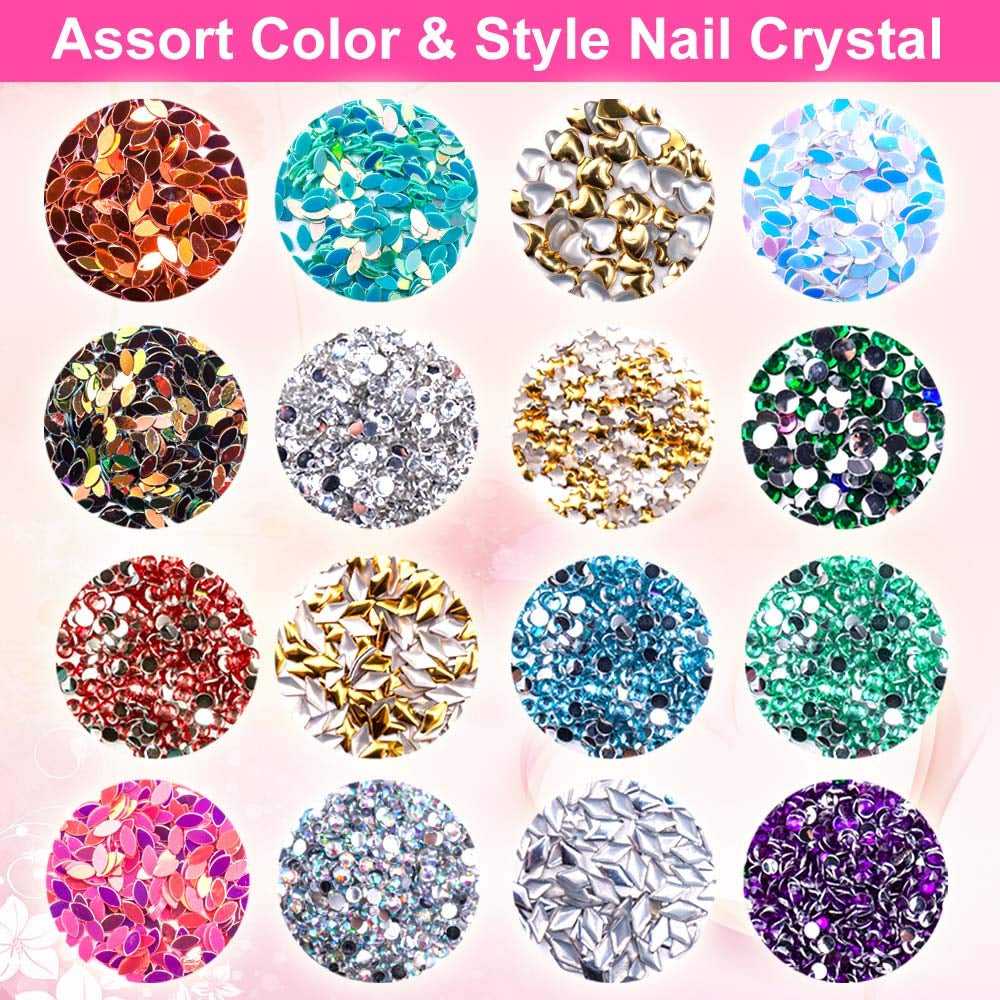 Nail Art Rhinestones Kit – 6400 Pcs, with Tweezers and Wax Pen