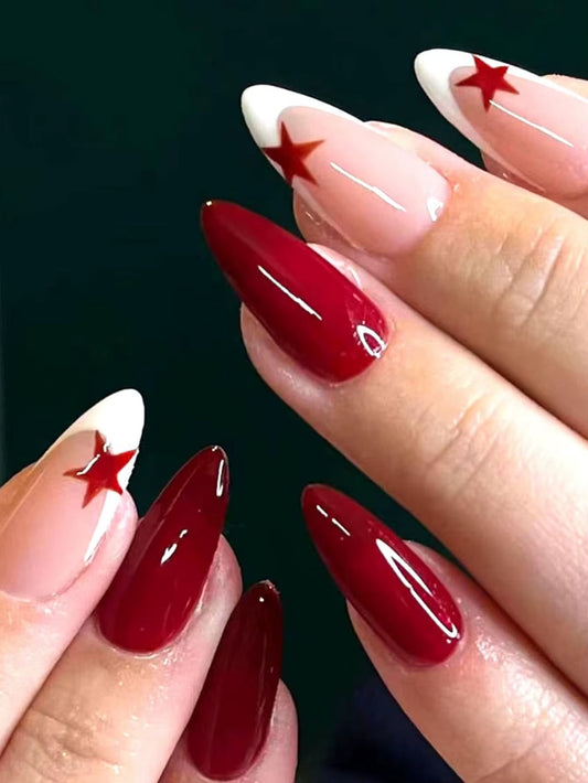 Stiletto Press-On Nails Set – 24 Pcs, Full Cover Designs