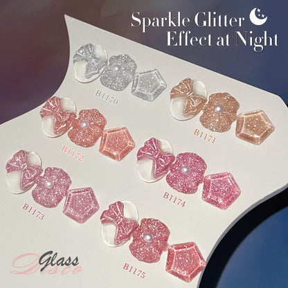 Light Pink Glitter Gel Nail Polish – Shimmer Reflective Soak-Off UV/LED Gel Color, 15 ml