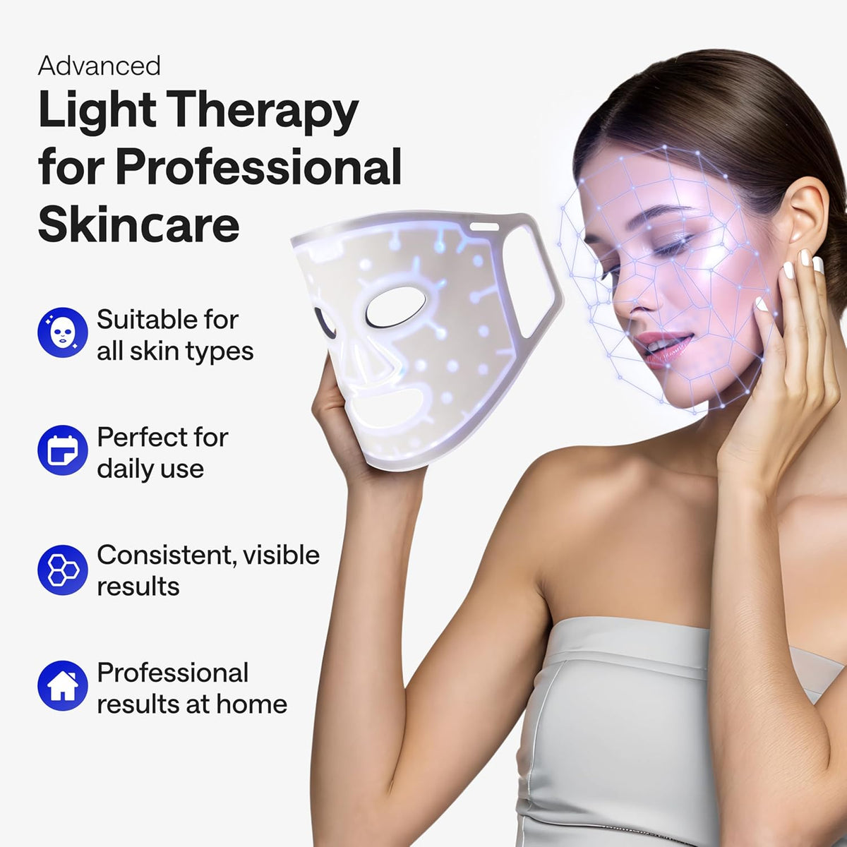 LED Light Therapy Face Mask – Red & Blue Light Skincare Device