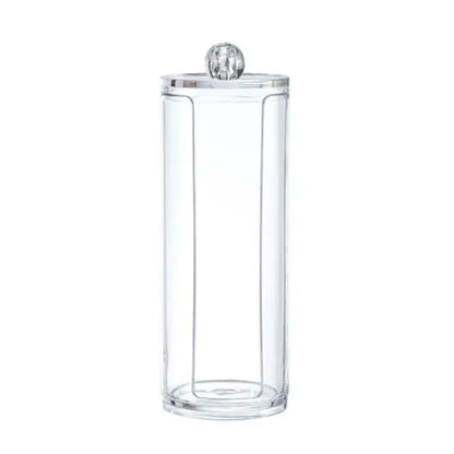Transparent Round Cotton Pad Holder – Clear Bathroom Storage Box
