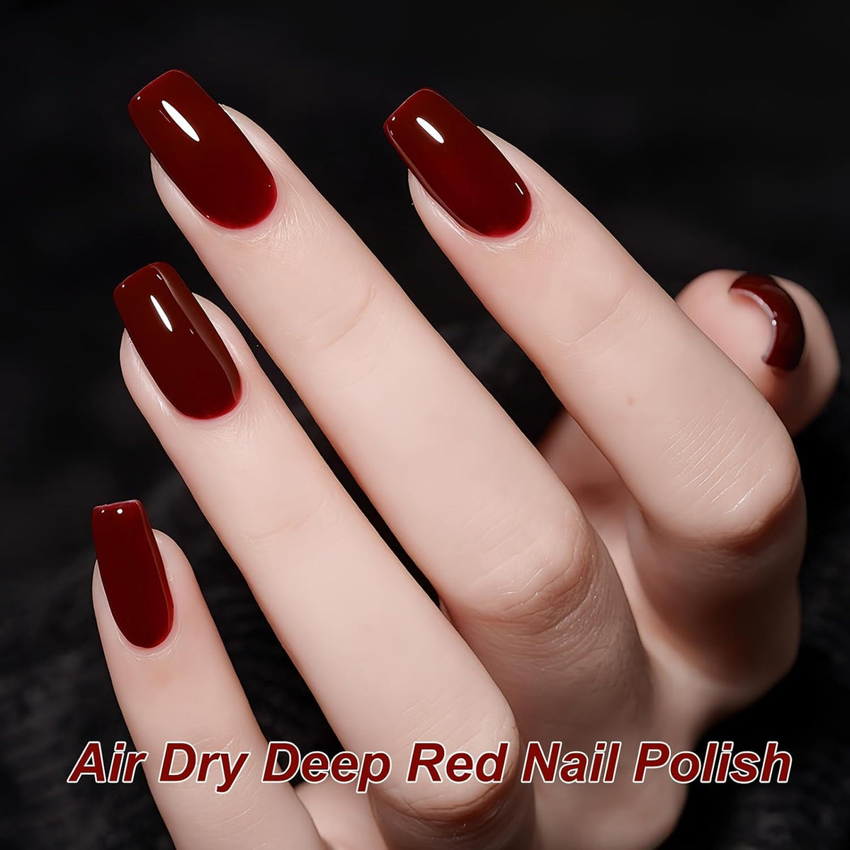 Dark Red Quick-Dry Nail Polish – 15ml Glossy Burgundy Air Dry Nail Lacquer