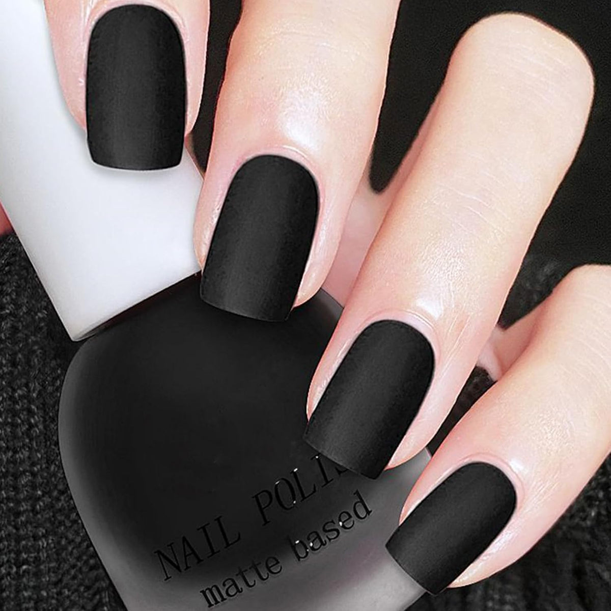Matte Black Nail Polish – Quick-Dry Vegan Velvet Finish Nail Lacquer