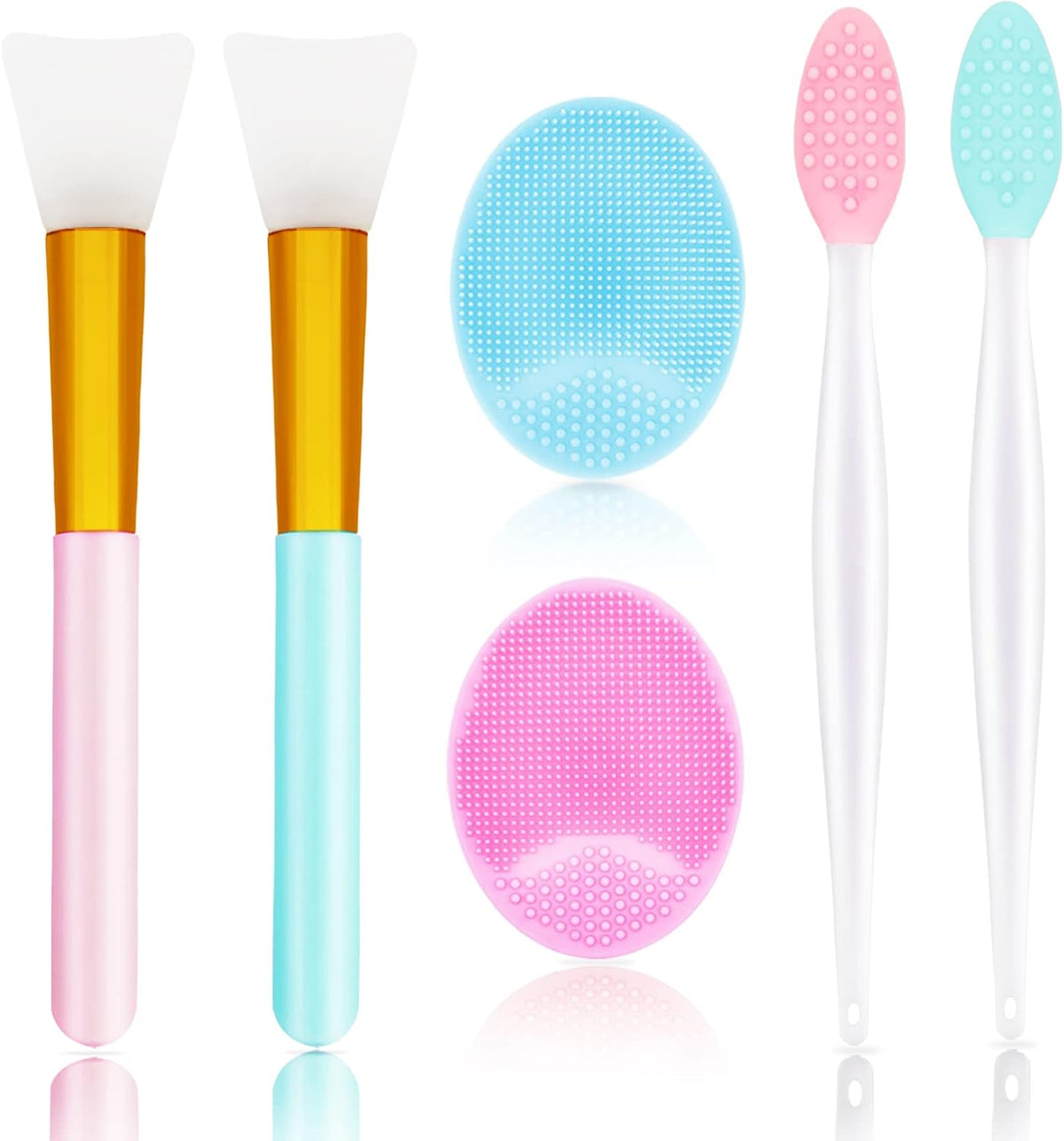 Silicone Face Scrubber Set – 6 Pieces, Face and Lip Scrub Brushes