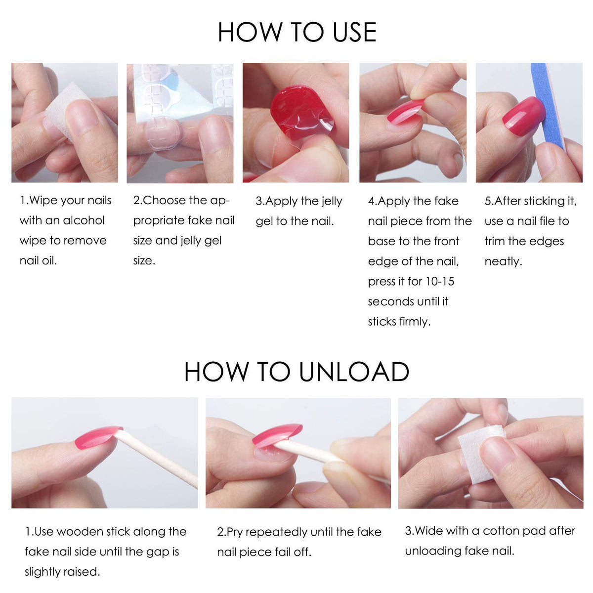 24-Piece Almond Marble Press-On Nails – Long Reusable Fake Nail Set