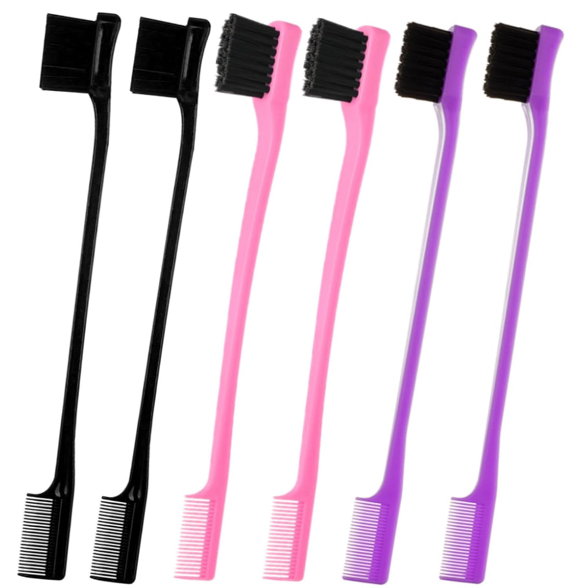 6-Pack Double-Sided Edge Control Hair Brush Set – Slick-Back Styling Brushes