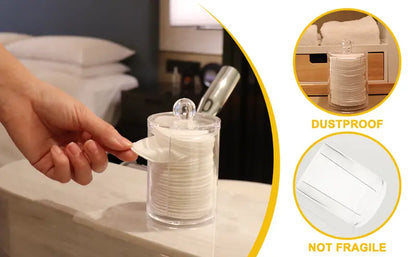 Acrylic Cotton Pad Holder – Clear Storage Shelf with Lid